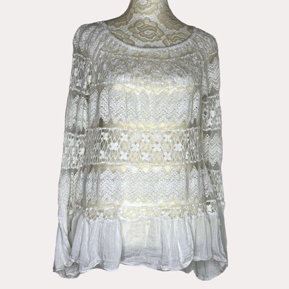 Nana Nucci Firenze Boho Lace Peplum Top Blouse White S? bv - Picture 1 of 8
